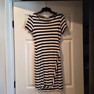 Navy Blue and White Striped Dress